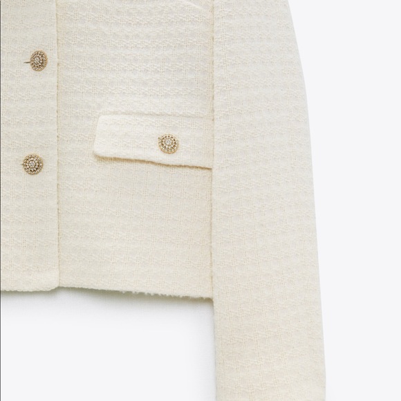 NWT Zara Cropped Blazer with Jewel Buttons - Picture 14 of 16